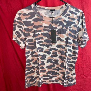 Monrow Tan/Black Camouflage T-Shirt Camo Shirt